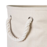 Dii, Collapsible Variegated Polyester Storage Bin With Cotton Handles Large Round Cream