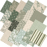 Tudomro 100 Pcs Sage Green Floral Quilting Fabric Squares 10x10 Inch Cotton Vintage Greenery Fabric Bundles Green Retro Gingham