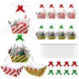 Kolldenn 24 Pcs Christmas Baskets for Gift Empty DIY Bulk 8 x 10 Red and Green Candy Cane Striped Gift Basket Kit with Handles 8