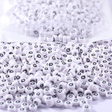 1000Pcs Flat Round Letter Beads 7x4mm with Letter Q White Acrylic Beads for DIY Phone Case Glasses Decoration Bracelets Necklace