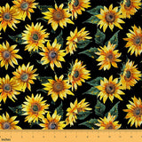 Feelyou Sunflower Outdoor Fabric by The Yard, Garden Yellow Floral Upholstery Fabric for Chairs, Blossom Flowers Botanical Patte