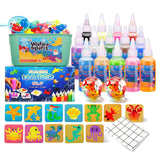 Magic Water Elf Toy Kit with Tablecloth - Aqua Fairy Water Gel Kit for Kids, 14 Magic Gels + 12 Molds, Create Squishy Water Pets