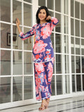 Greciilooks Rayon Printed Classic Women Co-Ord Set (Gl-W2164&Tr1130_Pink Pink 2Xl