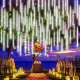 EAGWELL Christmas Lights Outdoor 16 Inch 20 Tubes Meteor Shower Rain Light, Waterproof Falling Icicle String Lighting for Xmas T