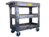 550lb Capacity Heavy Duty Plastic Utility Cart 341/2 L x 163/4 W with Handle 3 Shelves Pake Handling Tools