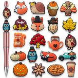 20Pcs Thanksgiving Day Focal Beads for Pens, Autumn Silicone Focal Beads for Making DIY Bead Pens Keychain Jewelry