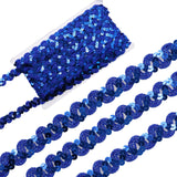 Yalulu 10 Meters Gleaming Ribbon Spangle Flat Sequins Paillette Ribbon DIY Sewing Trim Bridal Wedding Applique (Deep Blue)