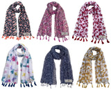 Fusfus WomenS Printed Chiffon Scarves And Stoles, Free Size(Multicolour, Fs871) Pack Of 6 (Multicolor4)