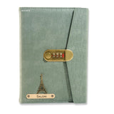 Aica Personalized Name & Charm Lock Leather Diary A5230 Pages With Locked Password Combination | Customized Daily Journal Notes