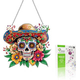 VAIIEYO Skull Diamond Art Hanging Ornament, Flower Diamond Painting Suncatchers Window Hanging Kit with Chain, 7.5x7.5 inch Crys