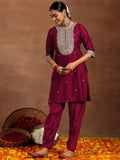 Libas Women'S Silk Blend Kurta Set (Gs941_Maroon Maroon M
