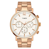 Timex Analog Watch For Man With Silver Round Dial & Rose Gold Stainless Steel Bracelet Band Water Resistant Men'S Wrist Watches