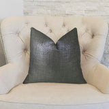 Plutus Brands Plutus Glazed Linen Indigo Handmade Throw Pillow, 24 X 24, Gray