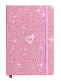 HJWKJUS Bling A5 Notebook, Lined Journal Notebook A5 Notepad for Girls Women,Cute Heart Pattern Design Glitter Diary College Rul