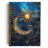 QLMX Celestial Sun Moon and Stars Spiral Notebook, Celestial Astrology Gothic A4 Journal Notebook, Sun Moon Notebooks for School