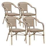 PURPLE LEAF Outdoor Dining Chair Set of 4 Hand-Woven Aluminum Wicker Chair for Garden Kitchen Backyard Porch White Print Finish