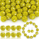 Rhinestone Beads 12mm for Jewelry Making - 50pcs Yellow Bling Sparkle Shiny Round Pave Disco Clay Crystal Beads for Necklace, Fr