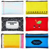 6PCS Back to School Makeup Bags Apple Notebook Cosmetic Bags Crayon Pencil Case Toiletry Travel Pouch Teacher Appreciation Gifts