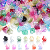 200pcs Bellflower Glass Beads, Mixed Colours Glass Flower Beads for Jewelry Making, Cute Bead with Colour Gradient Bellflowers C