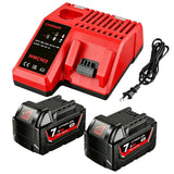 GROWFEAT Upgraded 2Pack 48-11-1850 7.0Ah Replacement for Milwaukee 18v Battery Charger Combo Compatible with Milwaukee Battery 4