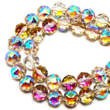 DIQIO 10mm Sparkle Faceted Round Crystal Beads (57-60pcs, Red Green AB)