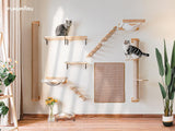 FUKUMARU Cat Scratching Post, 35 x 4.5 Inch Cats Walls Furniture, Rubber Wood Wall Mounted Kitten Scratcher Posts, Thicker Columns for Multi-Functions