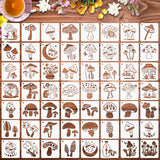 Augshy Mushrooms Stencils Template, 56 Pack Reusable Plastic Template Stencils Moon Flowers Stencils for Painting on Wall Floor