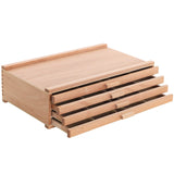 U.S. Art Supply 4Drawer Artist Wood Pastel, Pen, Marker Storage Box Elm Hardwood Construction, 5 Compartments per Drawer Id