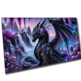 KUFWKEY Black Dragon Mosaic Diamond Paintings,5D DIY Diamond Painting for Adults,Fantasy Animal Diamond Art Kits,Landscape Water