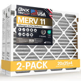 BNX TruFilter 20x25x4 Air Filter MERV 11 (20.50 x 25.18 x 4.00 (Compatible with Aprilaire 210) (2-Pack) MADE IN USA Furnace Filt