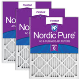 Nordic Pure 16x20x1 (15 1/2 x 19 1/2 x 3/4) Pleated MERV 8 Air Filters 3 Pack