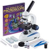 AmScope M158CSP14WM 40X1000X Student Cordless LED Compound Microscope with Slide Preparation Kit and Book