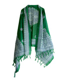 India Scarves Green Color Khadi Cotton Art Silk Dupatta
