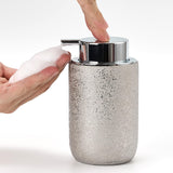 GIRLUFO Speckled Silver Ceramic Foaming Soap Dispenser, 12 oz Refillable Foam Soap Pump Bottle for Bathroom Vanity, Kitchen Sink and Countertop