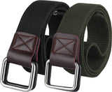 Zoro Cotton D Buckle Belt For Men, Combo Pack Black+Green