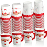 Tioncy 100 Pcs Disposable Christmas Paper Cups with Handles 9oz Christmas Santa Coffee Cups Cute Xmas Santa Disposable Hot Choco