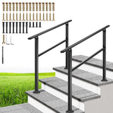 VIVOHOME 2-Pack 3 Step Hand Rails for Outdoor Steps, Galvanized Steel Railing, Straight Oval Exterior Hand Railing for Porch, De