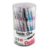 Pentel Quick click Mechanical Pencil, (07mm) Med Line, canister, Assorted colors (ADNPSV), 36PK (PD217Pc36M)