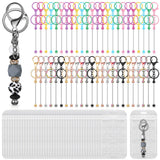 Tondiamo 96 Pcs Beadable Keychain Bars Bulk for Beads Blank Keychain Metal Beaded, DIY Keychains Making Supplies for Women Man C