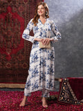 Anni Designer Women'S Rayon Blend Straight Printed Kurta With Pant (Pivar White-Vks02_M_White_Medium),White,M,,,