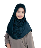 Mehar Nisa Hijab For Girls Premium Modest Wear With Front Pleated Detailing Elegant Modest Islamic Kids Hijab (Deep Teal, Sm