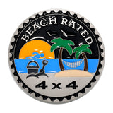 Frienda Beach Rated 4 x 4 Car Badge Metal Automotive Badge 3D Emblems Round Car Emblem Decals Stickers Compatible with Vehicles