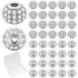 Inbagi 40 Pcs 8 mm White Gold Rhinestone Spacer Beads Round Zirconia Cubic Beads for Jewelry Making Disco Ball Bracelet Charms D