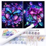BAISITE Paint by Numbers Kit for Adults Beginners,12 Wx16 L 2 Pack Canvas for Painting Kits for Adults in Colorful Box-Butterfli
