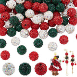 PH PandaHall 120pcs Rhinestone Beads 10mm Red Green Clear Crystal Beads Pave Disco Ball Clay Bead Loose Craft Bead for Jewelry M