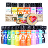 AUREUO Matte Acrylic Paint Set, 12 Colors x 2 Fl Oz / 59ml Acrylic Paints for Painting & Easter Crafts