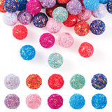 Fashewelry 40pcs Chunky Bubblegum Beads 20mm Sequin Resin Round Jumbo Beads Mixed Color for DIY Beadable Pen Lanyards Keychain B