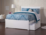 AFI, Metro Full Platform Bed with Matching Footboard and Storage Drawers, White