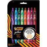 BIC Gelocity Quick Dry Fashion Retractable Gel Pens, Medium Point (0.7mm), 8Count Colored Pens With FullLength Grip, Colors a