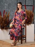 Anni Designer Women'S Cotton Blend Straight Printed Kurta With Palazzo (Chinki Blue-Nw_S_Blue_Small),Blue,S,,,